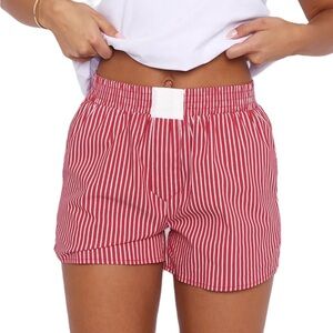Amazon Women's Red and White Striped Boxer shorts
